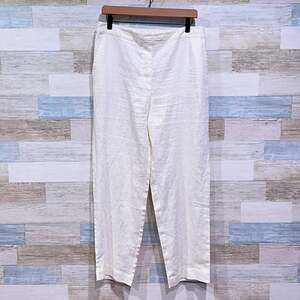 Chicos 100% Linen Wide Leg Ankle Pants Ecru High Rise Pull On Womens Medium 1.5